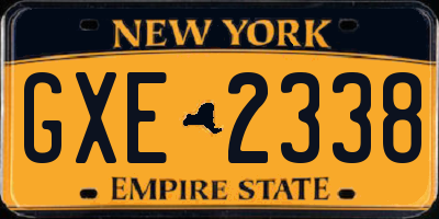 NY license plate GXE2338