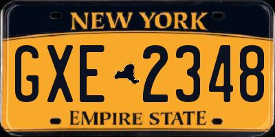 NY license plate GXE2348