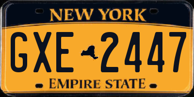 NY license plate GXE2447