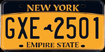 NY license plate GXE2501