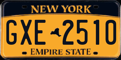 NY license plate GXE2510