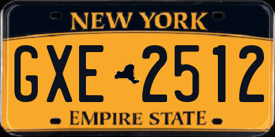 NY license plate GXE2512