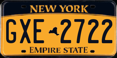 NY license plate GXE2722