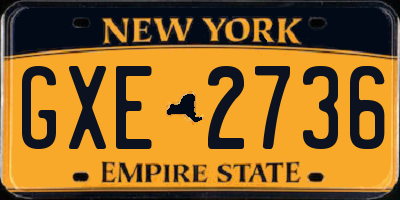 NY license plate GXE2736