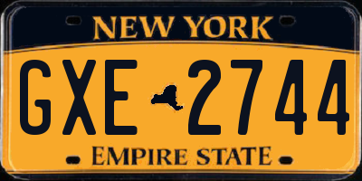 NY license plate GXE2744