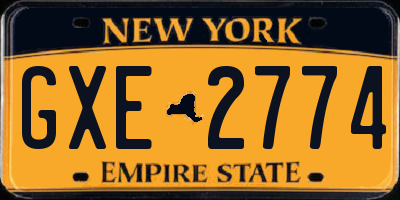 NY license plate GXE2774
