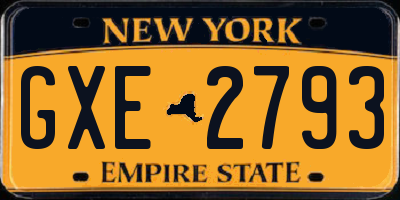 NY license plate GXE2793