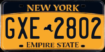 NY license plate GXE2802