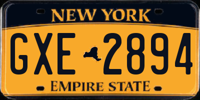 NY license plate GXE2894