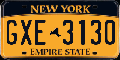 NY license plate GXE3130