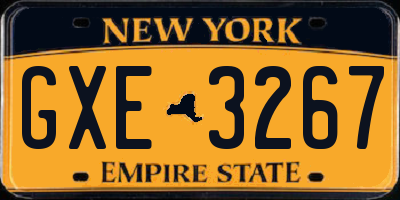 NY license plate GXE3267