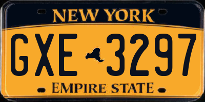 NY license plate GXE3297