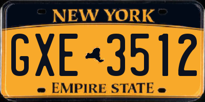NY license plate GXE3512