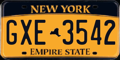 NY license plate GXE3542