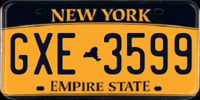 NY license plate GXE3599