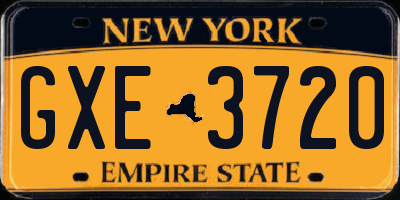 NY license plate GXE3720