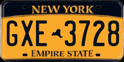 NY license plate GXE3728