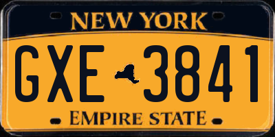 NY license plate GXE3841