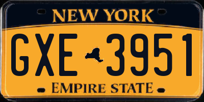 NY license plate GXE3951