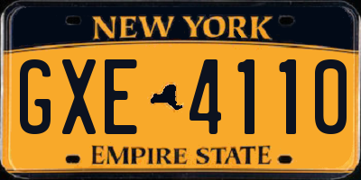 NY license plate GXE4110