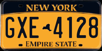NY license plate GXE4128