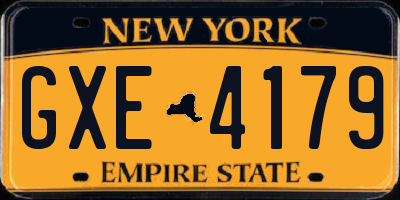 NY license plate GXE4179