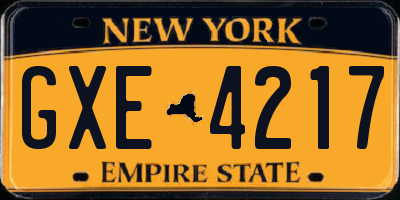 NY license plate GXE4217