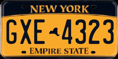 NY license plate GXE4323