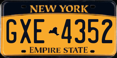 NY license plate GXE4352
