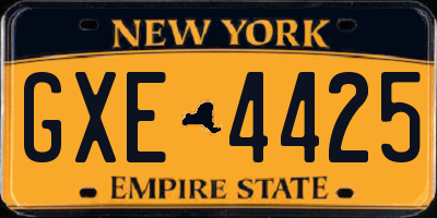 NY license plate GXE4425