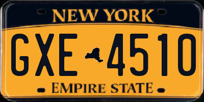 NY license plate GXE4510
