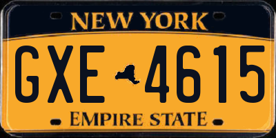 NY license plate GXE4615