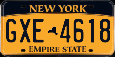 NY license plate GXE4618