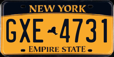 NY license plate GXE4731