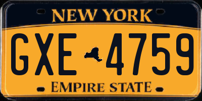 NY license plate GXE4759