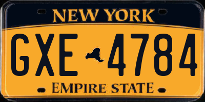 NY license plate GXE4784