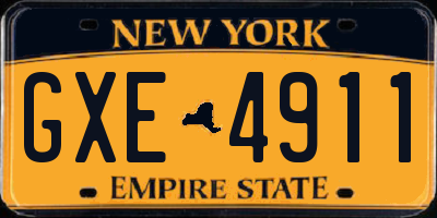 NY license plate GXE4911