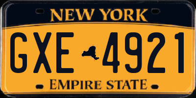 NY license plate GXE4921