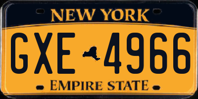 NY license plate GXE4966