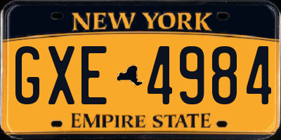 NY license plate GXE4984