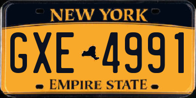 NY license plate GXE4991