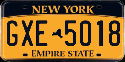 NY license plate GXE5018