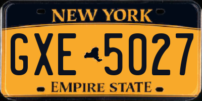 NY license plate GXE5027