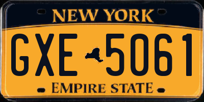 NY license plate GXE5061