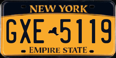 NY license plate GXE5119