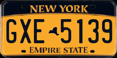 NY license plate GXE5139