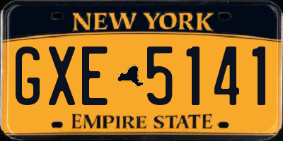 NY license plate GXE5141