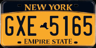 NY license plate GXE5165
