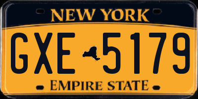 NY license plate GXE5179