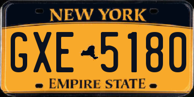 NY license plate GXE5180